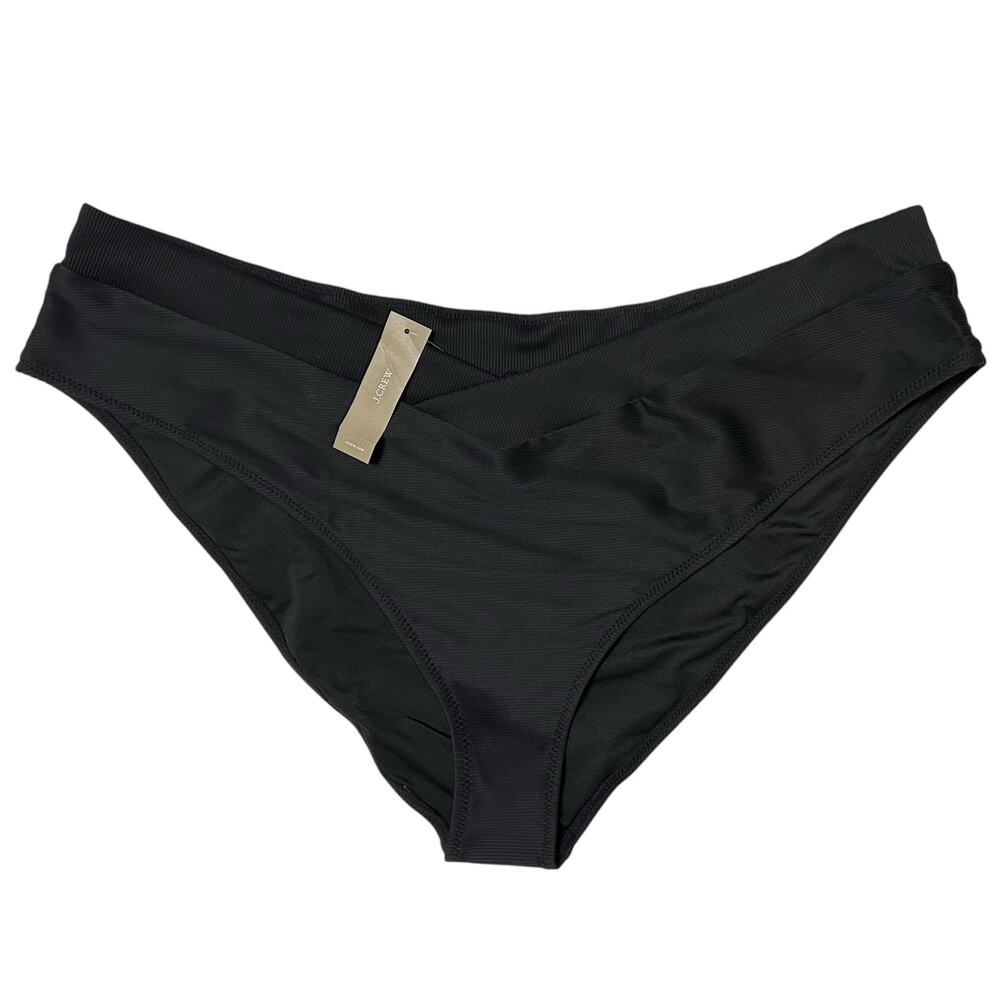 2/$15 NWT J. Crew Ribbed Cross-Front Cheeky Bikini Bottom Black Plus Size 3X